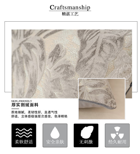 Cushion Cover Luxury Flowers Leaves Pattern Cut Velvet Home Decor Grey Throw Pillow Case Pillowcase for Couch Living Room.