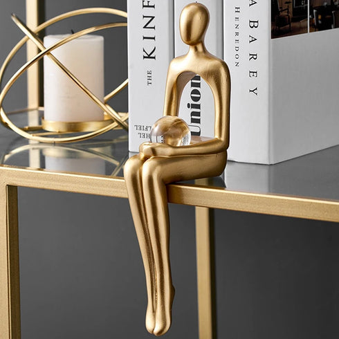 Thinker Statue Abstract Figure Sculpture Small Ornaments Resin Statue Home Gold Abstract Statue Office Decor