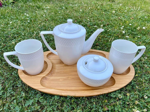 Bamboo 3 Section Platter 18" X 10" |For Appetizers / Barbecue / Burger Sliders