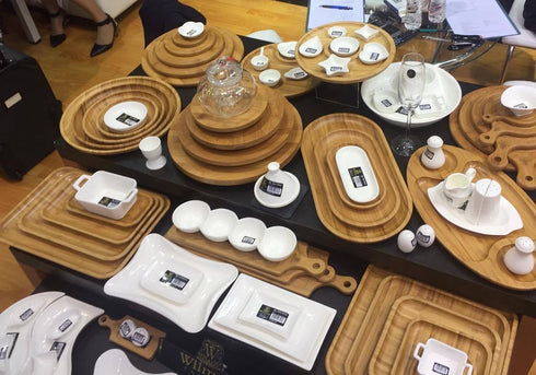 Bamboo 3 Section Platter 18" X 10" |For Appetizers / Barbecue / Burger Sliders