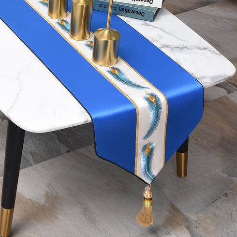 Hot Modern Luxury Table Runners with Tassel Polyester, with Feature Pattern for Wedding Home Decoration.