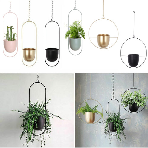 Metal Hanging Flower Pot Nordic Chain Hanging Planter Flower Vase For Home Garden Balcony New.