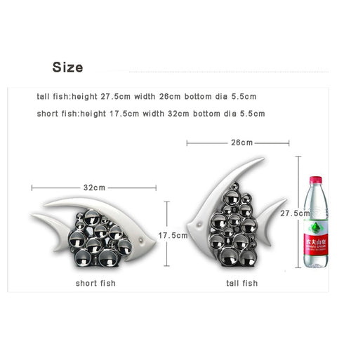 Modern Europe Style Ceramic Vase Silver Plated Bubble Couple Kiss Fish For Home Decoration And Office, Home Living Room.