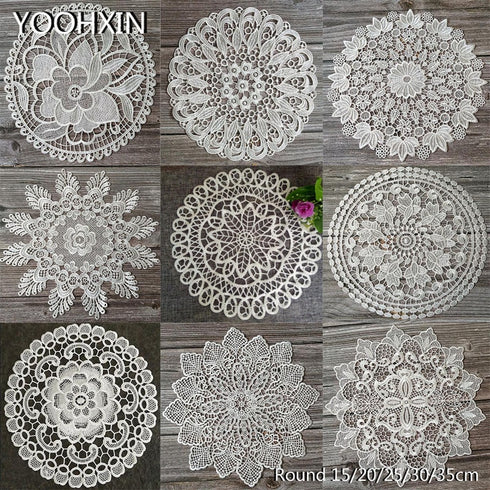 NEW round Lace embroidery placemat cup coaster.