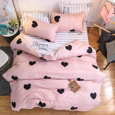 Solstice Home Textile Cyan Cute Cat Kitty Duvet Cover Pillowcase Bed Sheet ,Bedding Covers Set King Queen Twin