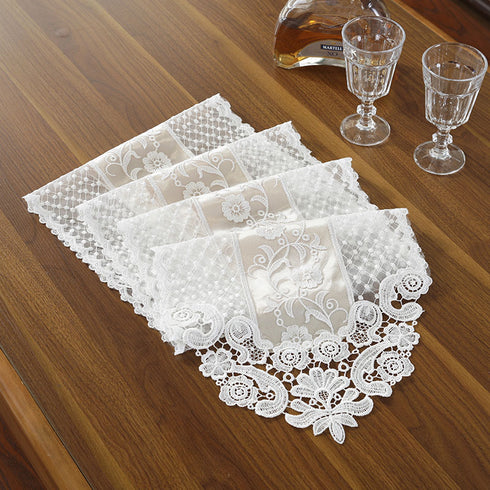 Europe style Table Runner Embroidered ,Table Flag Cover Lace White Simple.