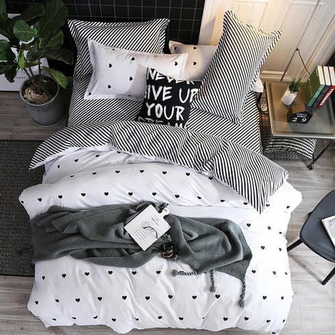 Solstice Home Textile Cyan Cute Cat Kitty Duvet Cover Pillowcase Bed Sheet ,Bedding Covers Set King Queen Twin