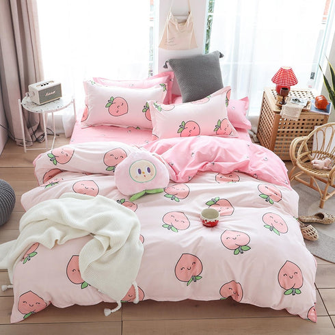 Solstice Home Textile Cyan Cute Cat Kitty Duvet Cover Pillowcase Bed Sheet ,Bedding Covers Set King Queen Twin