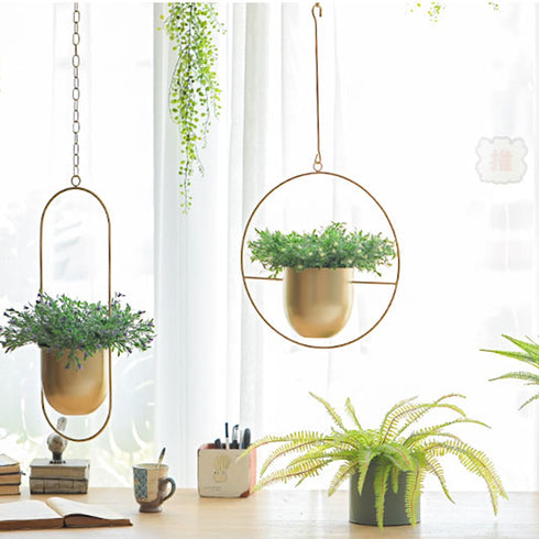Metal Hanging Flower Pot Nordic Chain Hanging Planter Flower Vase For Home Garden Balcony New.