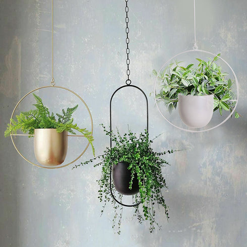 Metal Hanging Flower Pot Nordic Chain Hanging Planter Flower Vase For Home Garden Balcony New.