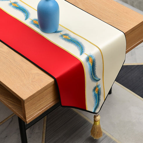 Hot Modern Luxury Table Runners with Tassel Polyester, with Feature Pattern for Wedding Home Decoration.
