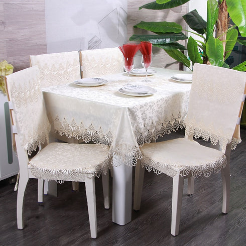 Tablecloth Rectangle Luxury Embroidery Lace Round Table Cover Flower Elegant Hollow Out Table Dining Cloth Table Flag Towels