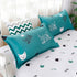 Solstice Home Textile Cyan Cute Cat Kitty Duvet Cover Pillowcase Bed Sheet ,Bedding Covers Set King Queen Twin