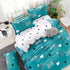 Solstice Home Textile Cyan Cute Cat Kitty Duvet Cover Pillowcase Bed Sheet ,Bedding Covers Set King Queen Twin