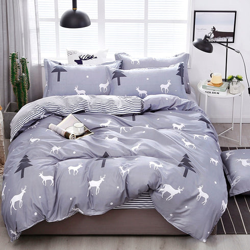 Solstice Home Textile Cyan Cute Cat Kitty Duvet Cover Pillowcase Bed Sheet ,Bedding Covers Set King Queen Twin