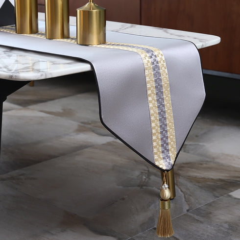 Hot Modern Luxury Table Runners with Tassel Polyester, with Feature Pattern for Wedding Home Decoration.