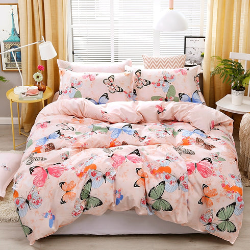 Solstice Home Textile Cyan Cute Cat Kitty Duvet Cover Pillowcase Bed Sheet ,Bedding Covers Set King Queen Twin