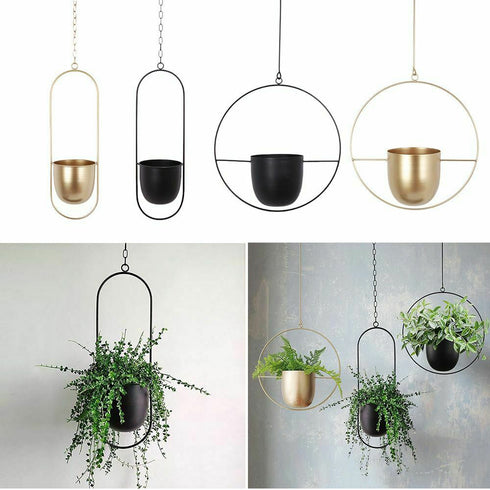 Metal Hanging Flower Pot Nordic Chain Hanging Planter Flower Vase For Home Garden Balcony New.