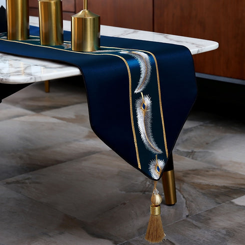 Hot Modern Luxury Table Runners with Tassel Polyester, with Feature Pattern for Wedding Home Decoration.