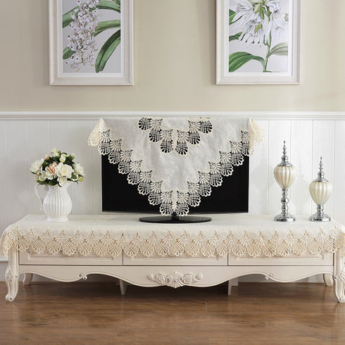 Tablecloth Rectangle Luxury Embroidery Lace Round Table Cover Flower Elegant Hollow Out Table Dining Cloth Table Flag Towels