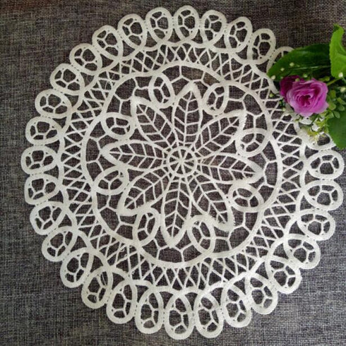 NEW round Lace embroidery placemat cup coaster.