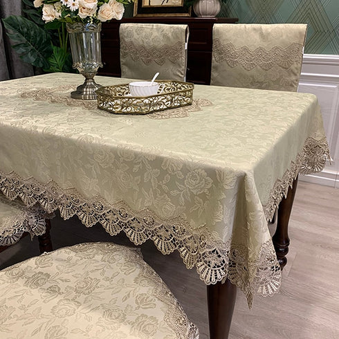 Tablecloth Rectangle Luxury Embroidery Lace Round Table Cover Flower Elegant Hollow Out Table Dining Cloth Table Flag Towels