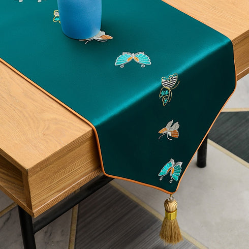 Hot Modern Luxury Table Runners with Tassel Polyester, with Feature Pattern for Wedding Home Decoration.