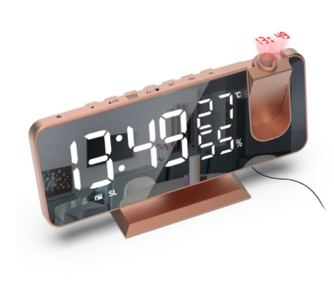 Radio LED Digital Smart Alarm Clock Watch Table Electronic Desktop Clocks USB Wake Up Clock with 180° Time Projector Snooze