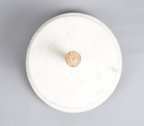 Handmade White Marble & Wooden Minimal Cake Stand
